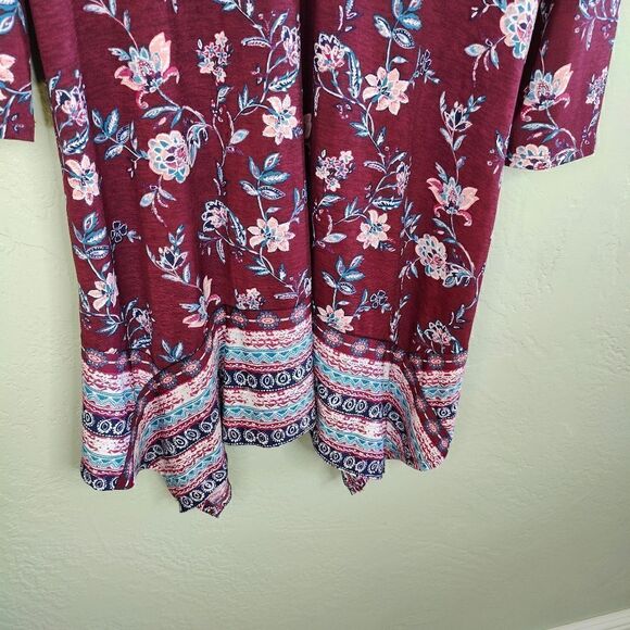 Floral Bohemian 3/4 Sleeves Tunic Mini Dress - Picture 8 of 10